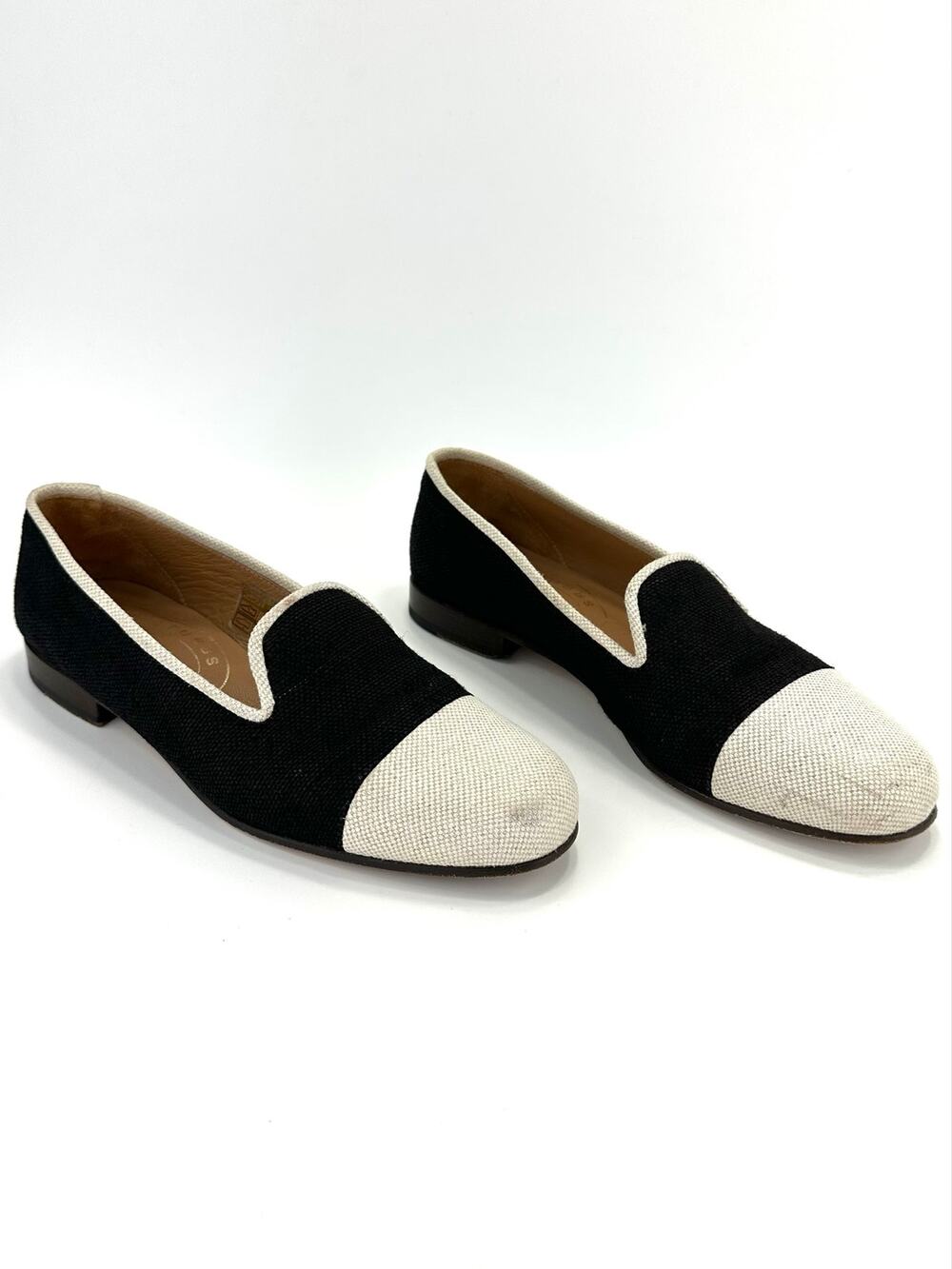 Stubbs & Wootton RARE Flats/Loafers Sz 8.5/38.5 Black/White Luxury Classy Unique